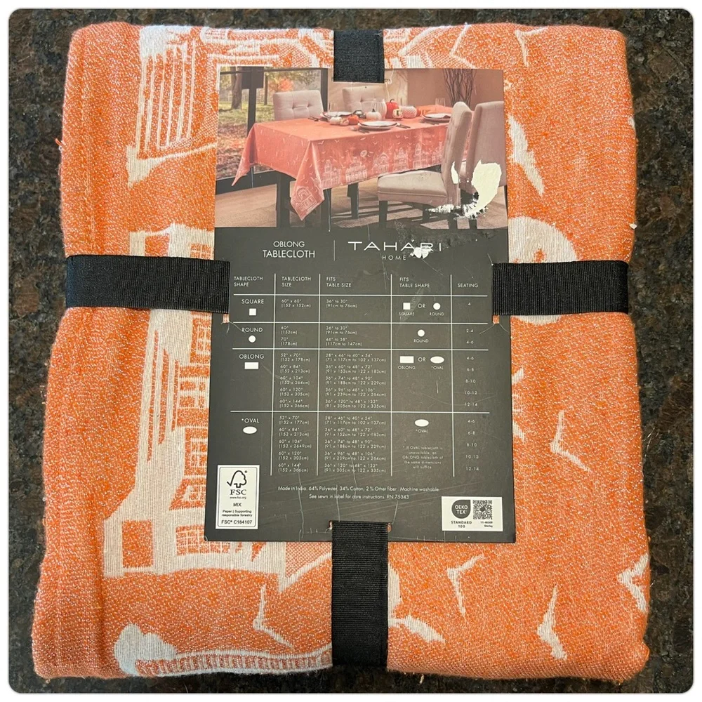 Tahari-Spooky Mansion & Bats Halloween Oblong Tablecloth. - Picture 2 of 2